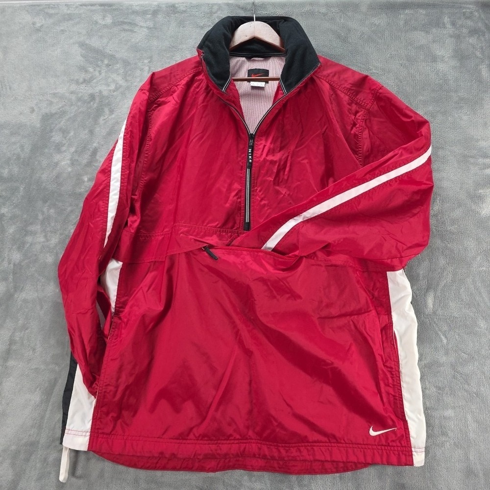 Vintage Nike‎ Pullover Quarter Zip Windbreaker Jacket XL Red Y2K 90's Hip Hop